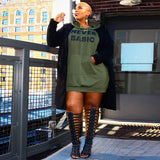 Letter Print Hoodie Mini Dress-PS