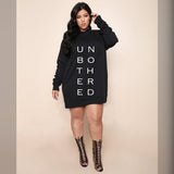 Letter Print Hoodie Mini Dress-PS
