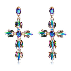 Ztech Jewelry Long Crystal Baroque Cross Earrings