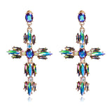 Ztech Jewelry Long Crystal Baroque Cross Earrings