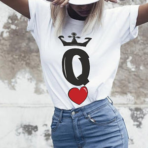 Short Sleeve K/Q of Hearts T-shirt  Couple