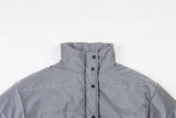 Over-sized Cotton Cropped Pullover Reflection Zipper Jacket