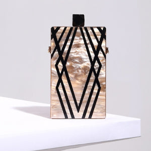 Geometry Splice Print Acrylic Clutch