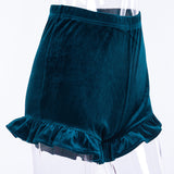 Sexy Lace Up Velvet Shorts Ruffles