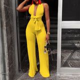 Multi-way Deep V Neck Jumpsuits Sleeveless OMSJ-W
