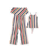 Family Matching Striped Ruffled Off-shoulder Jumper