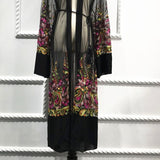 Floral Embroidery Chiffon Mesh Cardigan Robe