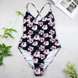 High Cut  Backless Thong 1pc Swimsuit