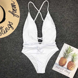 Neon Deep V High Cut Wrap String 1pc Swimsuit