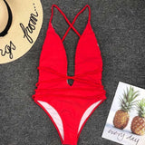 Neon Deep V High Cut Wrap String 1pc Swimsuit
