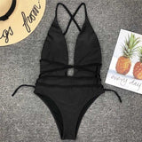 Neon Deep V High Cut Wrap String 1pc Swimsuit