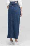 Long Button Open Jean Skirt