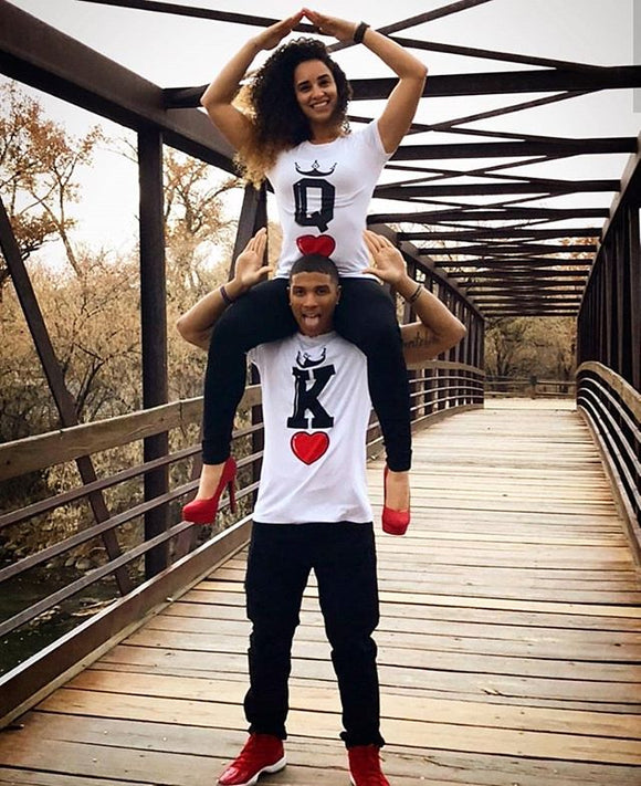 Short Sleeve K/Q of Hearts T-shirt  Couple