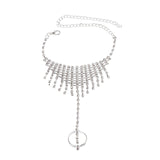 Barefoot Sandal Foot Chain Crystal Anklet With Rhinestones - Jewelry 1pc