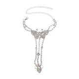 Barefoot Sandal Foot Chain Crystal Anklet With Rhinestones - Jewelry 1pc