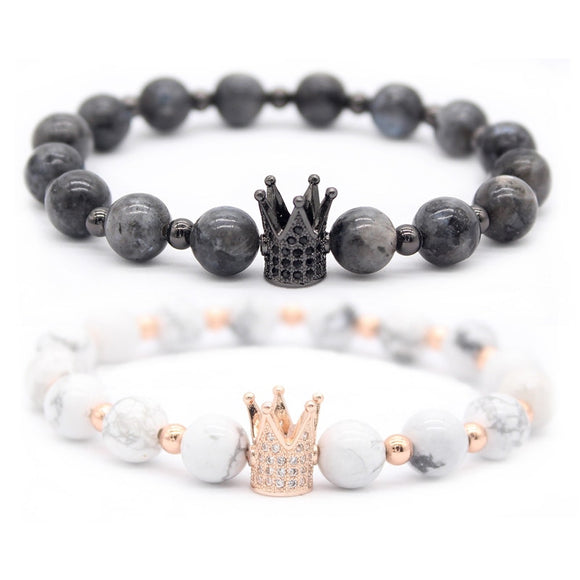 Poshfeel Crown King Charm Stone Bracelet