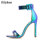 Eilyken Serpentine Peep Toe Buckle Ankle-wrap Sandals