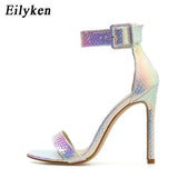 Eilyken Serpentine Peep Toe Buckle Ankle-wrap Sandals